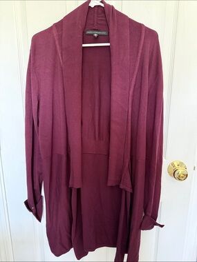White House Black Market Open-Front Cardigan in Burgundy